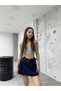 Women's Waist Double Belted Pleated Shorts Skirt - 7