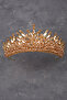 Crystal Stone Bead Embellished Bridal Henna Wedding Crown Gold - 2