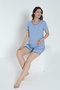 Striped Crew Neck Maternity and Postpartum Shorts Pajama Set, Suitable for Breastfeeding - 5