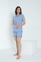 Striped Crew Neck Maternity and Postpartum Shorts Pajama Set, Suitable for Breastfeeding - 2