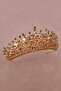 Crystal Stone Bead Embellished Bridal Henna Wedding Crown Gold - 6