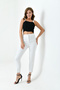 Women's Zr Model White Pencil High Waist Narrow Leg Women's Fabric Trousers - 5