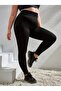 Large Size Black High Waist Ribbed Leggings - 3