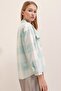 Women's Mint Metal Buttoned Cepil Plaid Shirt - 4