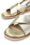 Women's Genuine Leather Gold Flat Sandals - 4
