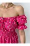Women's Madonna Neckline Elastic Waist Ruffled Floral Mini Flared Dress - 4