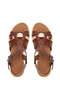 Women's Genuine Leather Brown Flat Sandals - 5