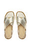 Women's Genuine Leather Gold Flat Sandals - 5