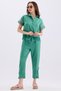 Women's Tulle Detailed Short Sleeve Shirt and Lace Detailed Trousers Double Linen Set - 5