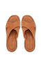 Genuine Leather Women's Heeled Slippers - Tan - 5