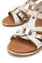 Women's Genuine Leather Beige/Gold Flat Sandals - 4