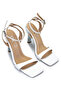 Women's Genuine Leather White Heeled Sandals - 2