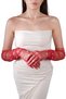 Elegant Chic Bridal Costume Wedding Gloves with Pearls Long Tulle Gloves for Special Occasions Red - 2