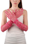 Elegant Chic Pearls Bridal Costume Wedding Gloves Long Tulle Gloves for Special Occasions Pink - 5