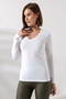 Long Sleeve V-Neck Combed Cotton Compact Bodysuit 19645 White - 2