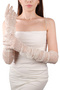 Elegant Chic Pearls Bridal Costume Wedding Gloves Long Tulle Gloves for Special Occasions Off White - 5