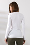 Long Sleeve V-Neck Combed Cotton Compact Bodysuit 19645 White - 4
