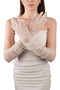 Elegant Chic Pearls Bridal Costume Wedding Gloves Long Tulle Gloves for Special Occasions Off White - 3
