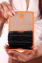 841 Unisex genuine leather card holder accordion wallet ORANGE - 4
