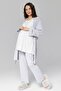 Women's Grey Design Summer Cotton Maternity and Postpartum Robe and Pajama Set, 3-Piece Set - 6
