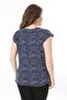 Women's Plus Size Navy Blue Crew Neck Pleated Blouse 65N38003 - 6