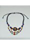 Ethnic Design Authentic Bohemian Macrame Natural Stone Short Necklace with Om Symbol No:45 - 2