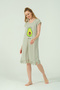 Avocado Patterned Tasseled Viscose Combed Cotton Casual Dress - 3