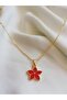 Women's Red Enamel Flower Necklace - 2
