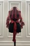 Burgundy Bridal Veil Set, Elegant Lacing, Hand Rose, Groom Shoulder Cover, Jewelry Ribbon, Henna Shawl, 10 Pieces - 2