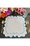 Blue and marbled blue detailed Placemat, 12 pieces, made of stain-resistant fabric. - 8