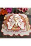 Red and marbled burgundy detailed Placemat, made of stain-resistant fabric, set of 4.
