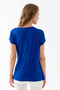 Cobalt Blue Lace Laced Viscose Short Sleeve Women's Blouse - 5