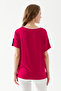 Women's White Black Pink Block Patterned Bat Sleeve Viscose Combed Cotton Blouse - 6