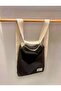 Woven Canvas Zippered Bag That Can Be Used as a Shoulder Bag or Backpack - Black - 2