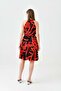 Women's Crew Neck, Elastic Waist , Belted , Flared , Striped pattern Red Summer Dress 2041 - 4