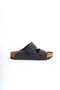 Women's Black NUBUCK Double Strap Adjustable Buckle Casual Slippers - 4