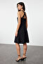 Black A-Line Square Neck Mini Woven Dress TWOSS23EL01549 - 5