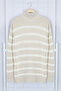 Bej Casual Oversize Balıkçı Yaka Çizgili Triko Kazak TMNAW24KZ00017 - 7