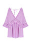 Pink Mini Woven Beach Dress with Ribbon Accessories Tbess21El2759 - 8