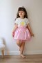Girl's Mickey and Ice-Mustered Short Sleeve Cotton Skirt Suit