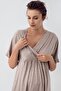 Short Sleeve Stretchy Lycra Viscous Maternity Dressing Gown Pajamas Set - 4