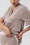 Short Sleeve Stretchy Lycra Viscous Maternity Dressing Gown Pajamas Set - 5