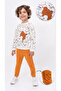 Baby Kids 2-Piece Hooded Top and Bottom Set 100% Cotton Long Sleeve Bear Pattern - Mustard