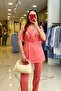 طقم إيكول سالمون بتفاصيل أزرار وحزام خصر مطاطي - 3
