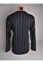 Women's Black Beige V-Neck Long Sleeve Side Slit Summer Viscose Stretch Fabric Jersey T-Shirt Blouse - 3
