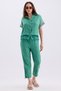 Women's Tulle Detailed Short Sleeve Shirt and Lace Detailed Trousers Double Linen Set - 2