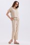 Women's Tulle Detailed Short Sleeve Shirt and Lace Detailed Trousers Double Linen Set - 5