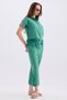 Women's Tulle Detailed Short Sleeve Shirt and Lace Detailed Trousers Double Linen Set - 3