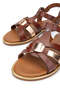 Women's Genuine Leather Brown Flat Sandals - 4