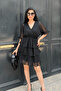 Chiffon Fabric Layered Mini Dress - Black - 3